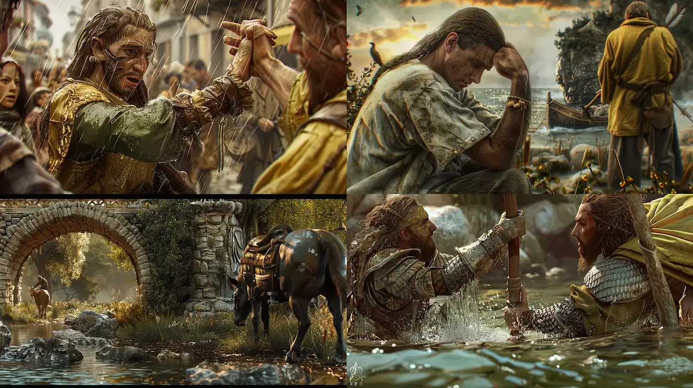 Richly Textured, Epic Narrative Scene with a Touch of Realism - Midjourney sref style