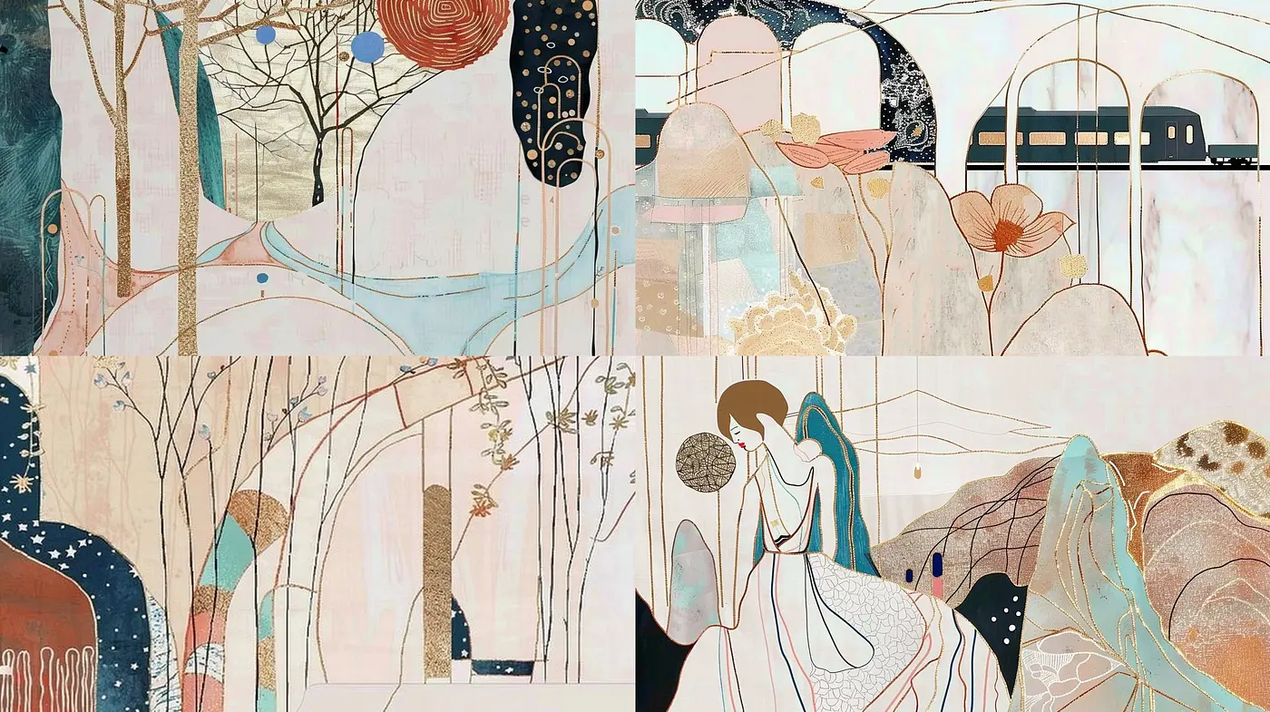 Ethereal Elegance in Stylized Pastel: A Homage to Art Nouveau's Whimsy - Midjourney sref style