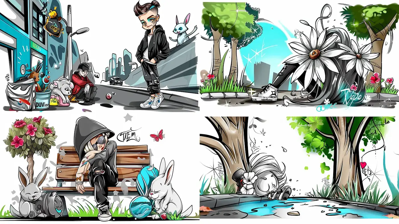 Playful and Whimsical Urban Fantasy Style Influenced by Contemporary Cartoon Aesthetics - Midjourney sref style
