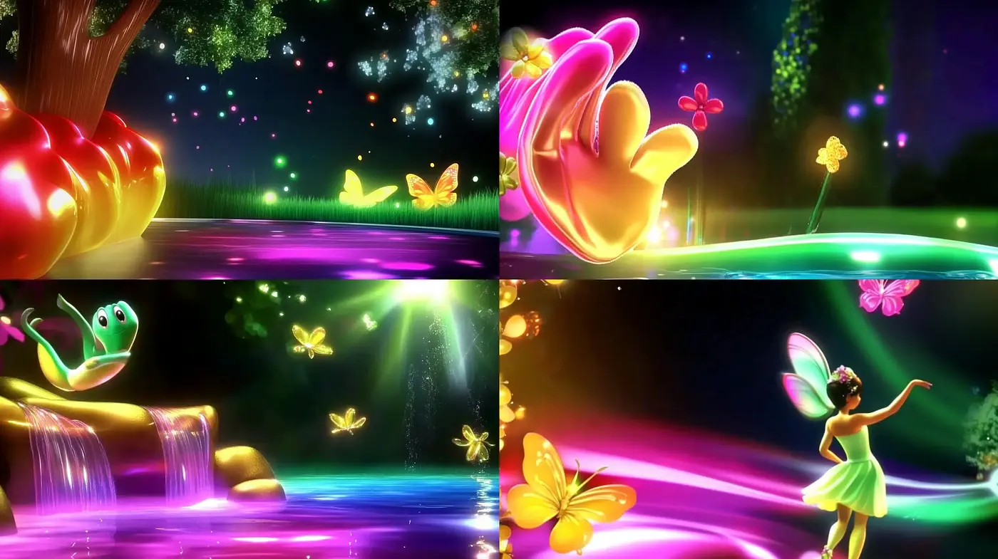 Enchanting Luminescence: A Fantasy World Bathed in Surreal Colors - Midjourney sref style