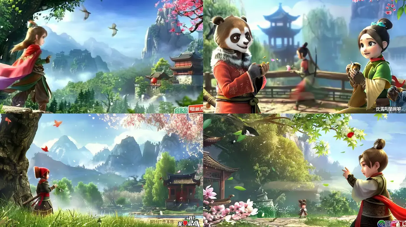 Serene and Lush Illustrations with Playful Elements - Midjourney sref style