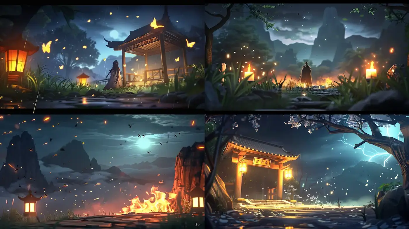 Whimsical and Ethereal Fantasy Landscape Art with a Harmonious Nature Element - Midjourney sref style