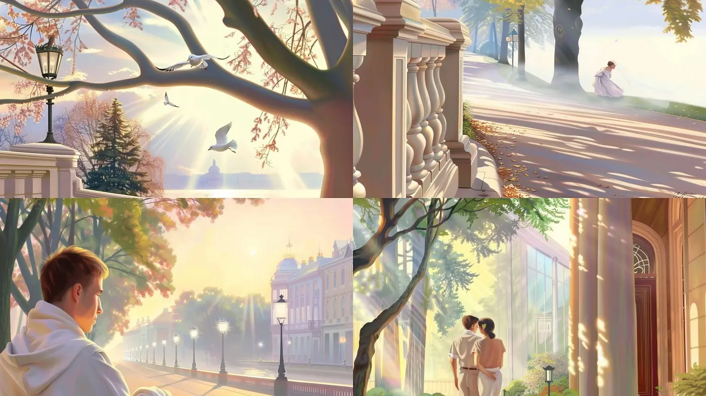 Luminous Dawn to Dusk: An Ethereal Journey through Light and Elegance - Midjourney sref style