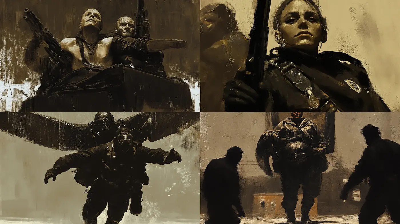 Dusky Monochromatic Visions of Dramatic Intensity - Midjourney sref style