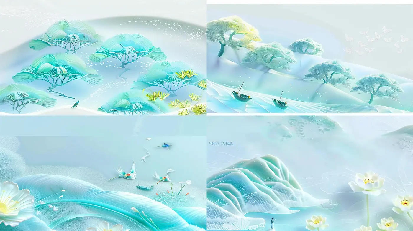 Ethereal Dreamscape: A Serene Digital Watercolor Fusion - Midjourney sref style