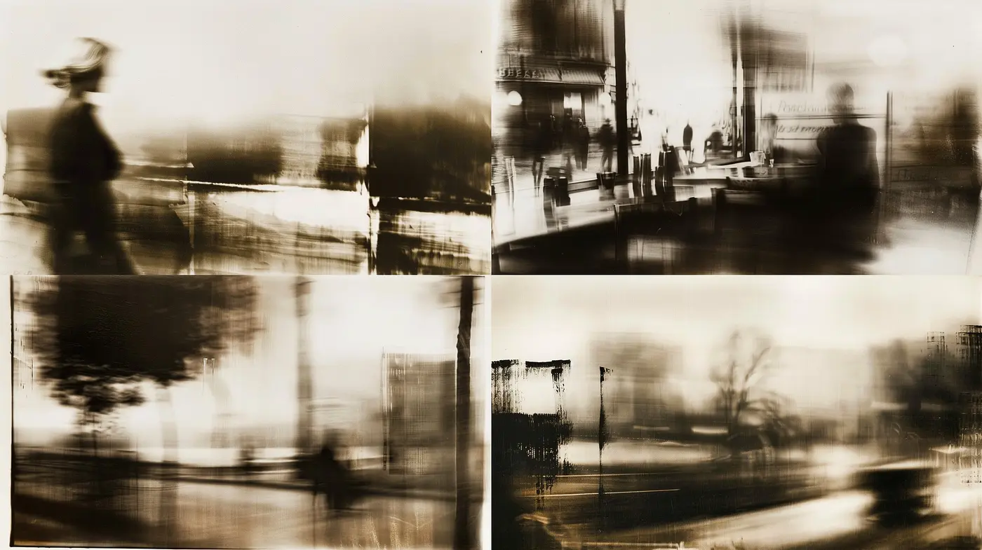 Monochrome Blur: The Ethereal Intersection of Movement and Stillness - Midjourney sref style