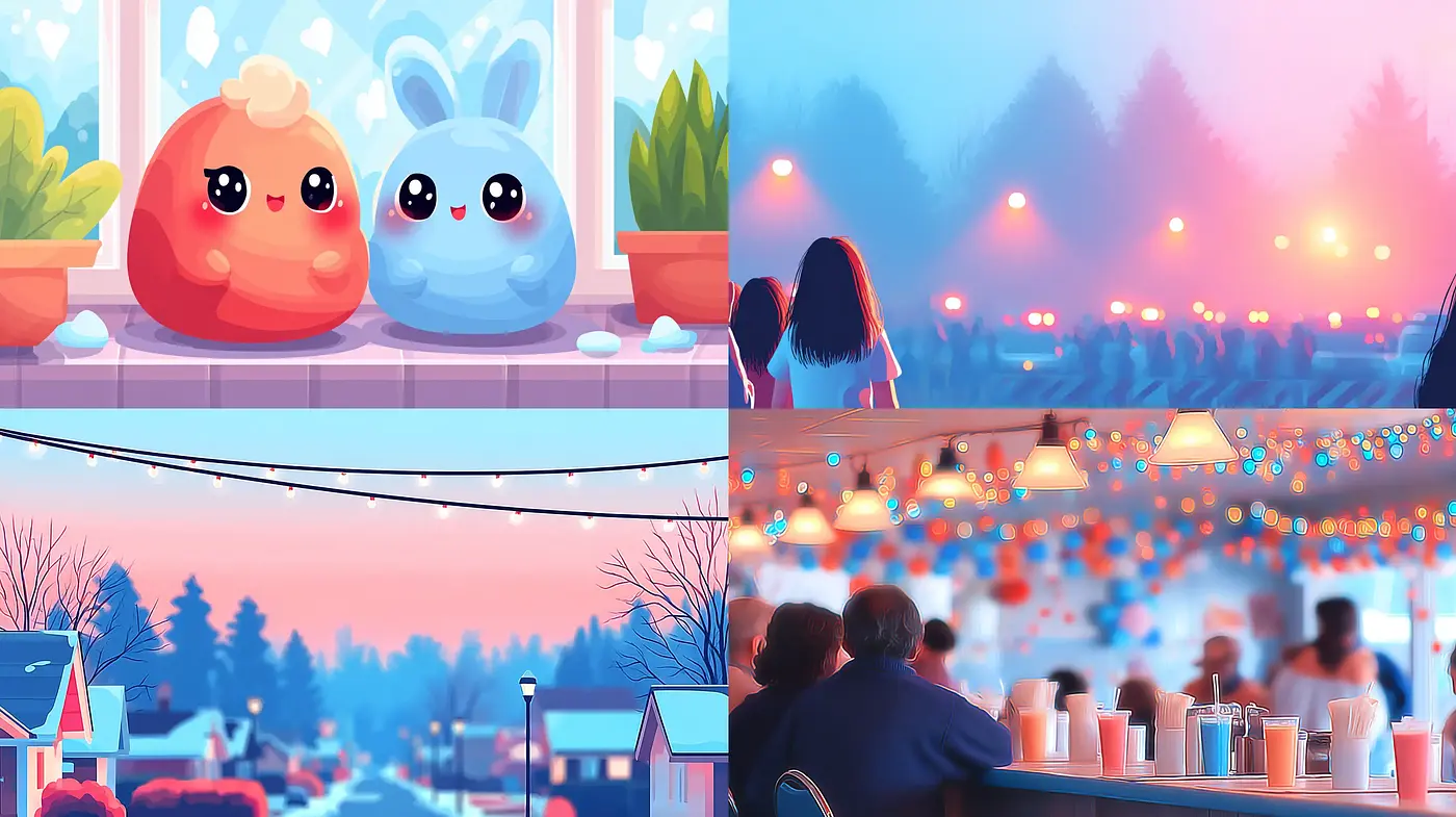 Whimsical and vibrant cartoon-inspired art conveying warmth and nostalgia - Midjourney sref style