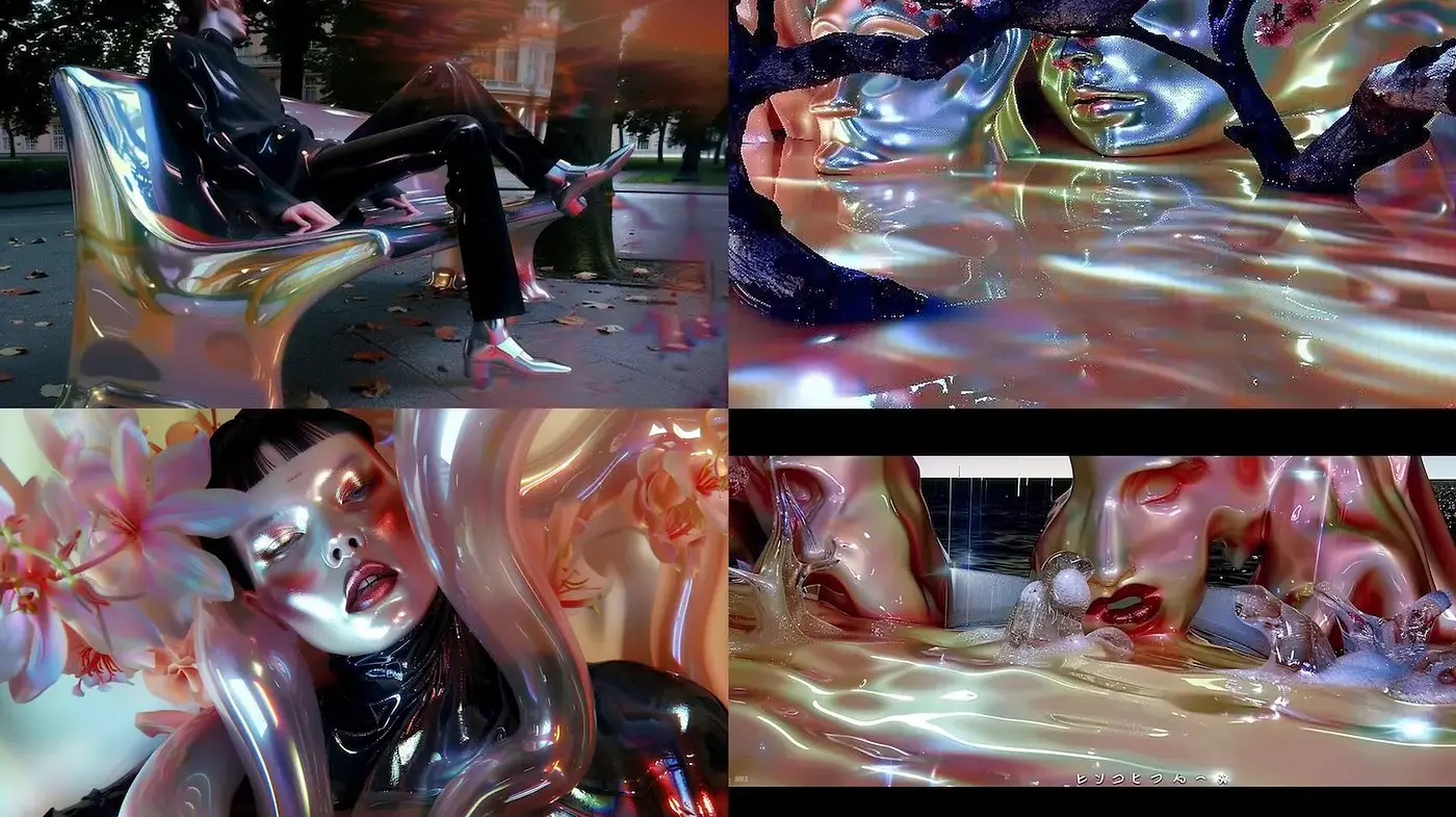 Futuristic and fluid visuals with organic elements and high gloss - Midjourney sref style