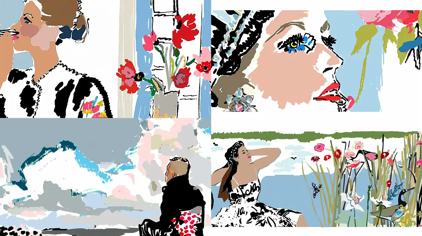 Whimsical Brushstroke Harmony with Abstracted Figurative Essence - Midjourney sref style