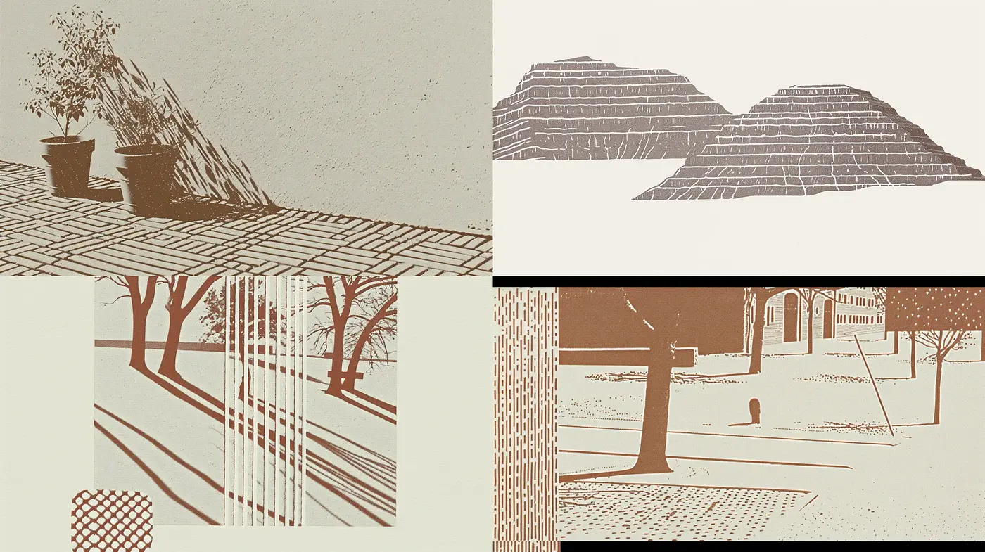Sepia-toned Linear Abstract Form Exploration - Midjourney sref style