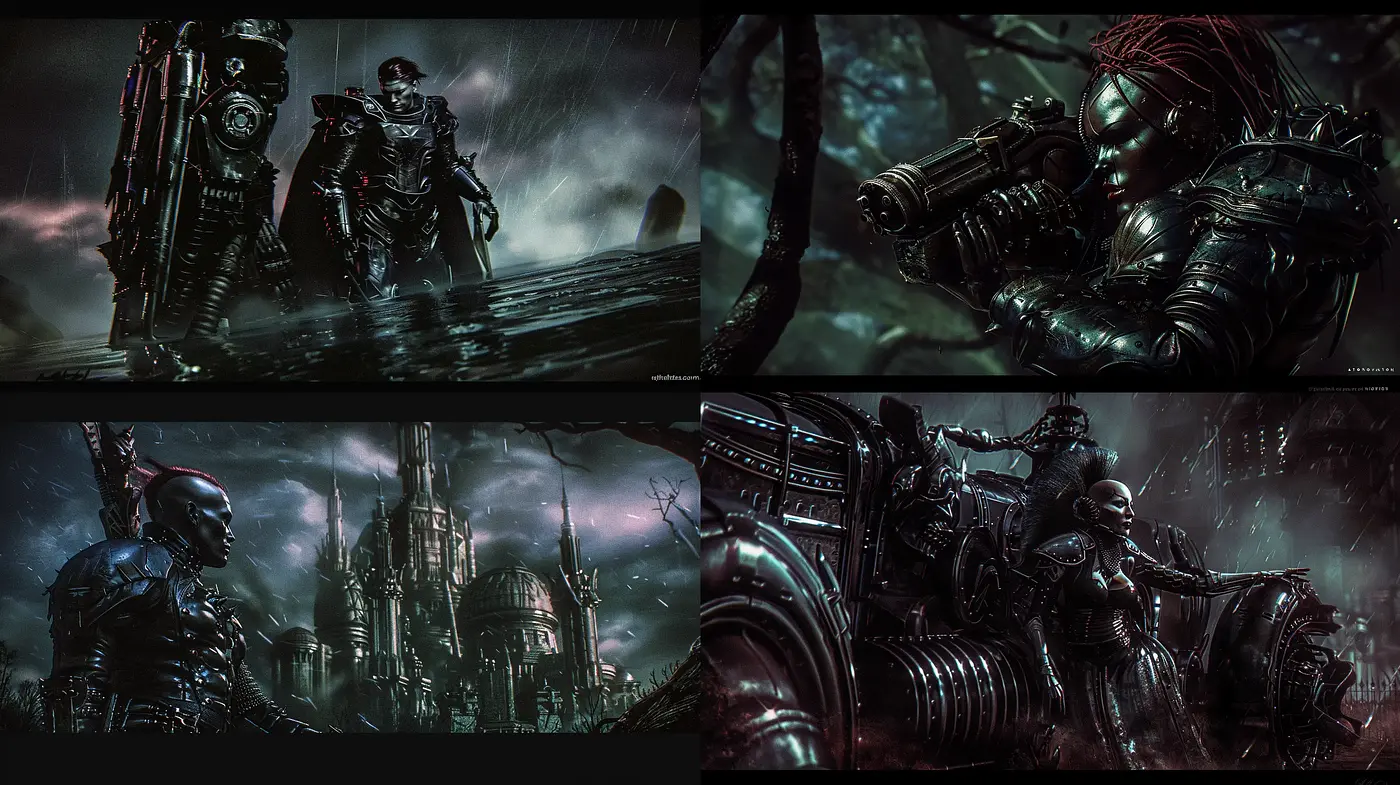 Dystopian Cyberpunk Dreamscape: A Fusion of Darkness and Neon - Midjourney sref style