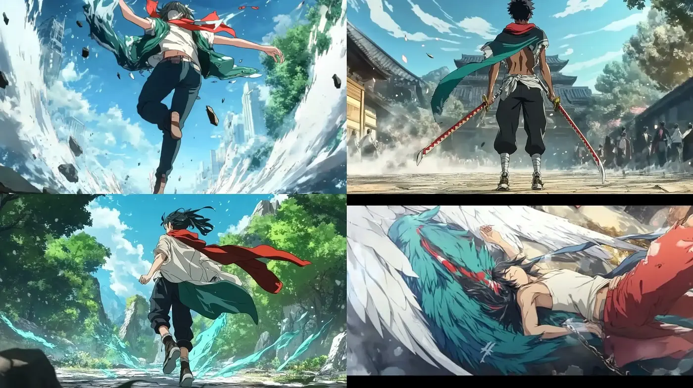 Dynamic Anime-Inspired Action with a Splash of Euphoria - Midjourney sref style