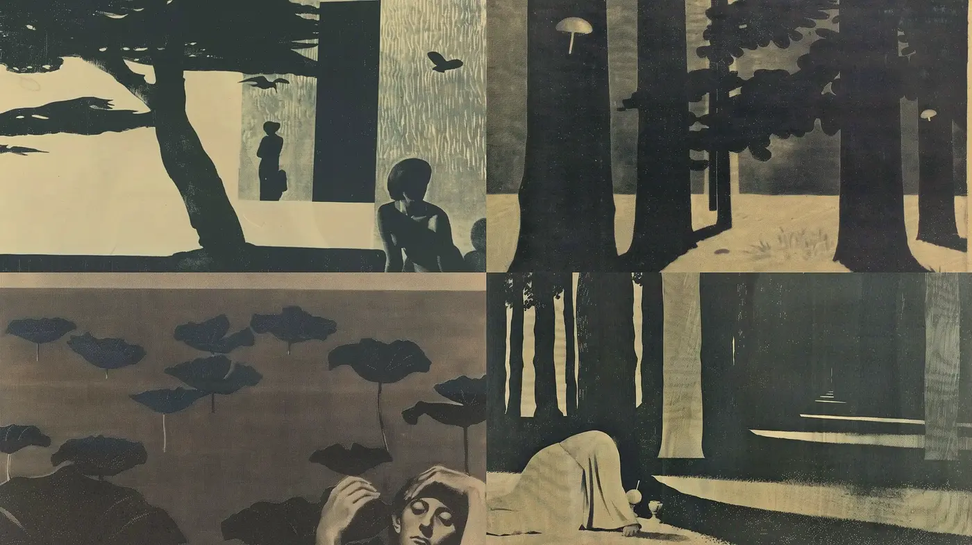 Monochromatic Twilight: An Homage to Silhouetted Tranquility - Midjourney sref style