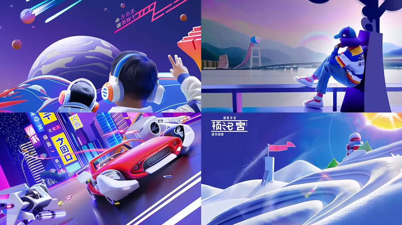 Futuristic Urban Vibes with a Playful Aesthetic - Midjourney sref style