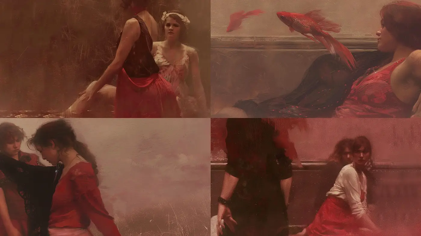Ethereal Dreamscapes with a Rosy Nostalgic Glow - Midjourney sref style