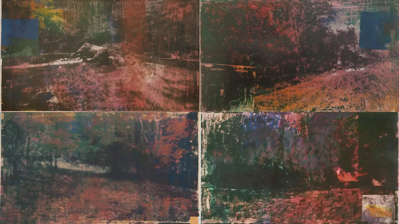 Abstract Textural Fusion in Rich Earthy Tones - Midjourney sref style