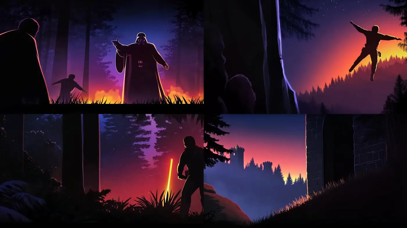 Twilight Silhouettes with a Hint of Surrealism - Midjourney sref style