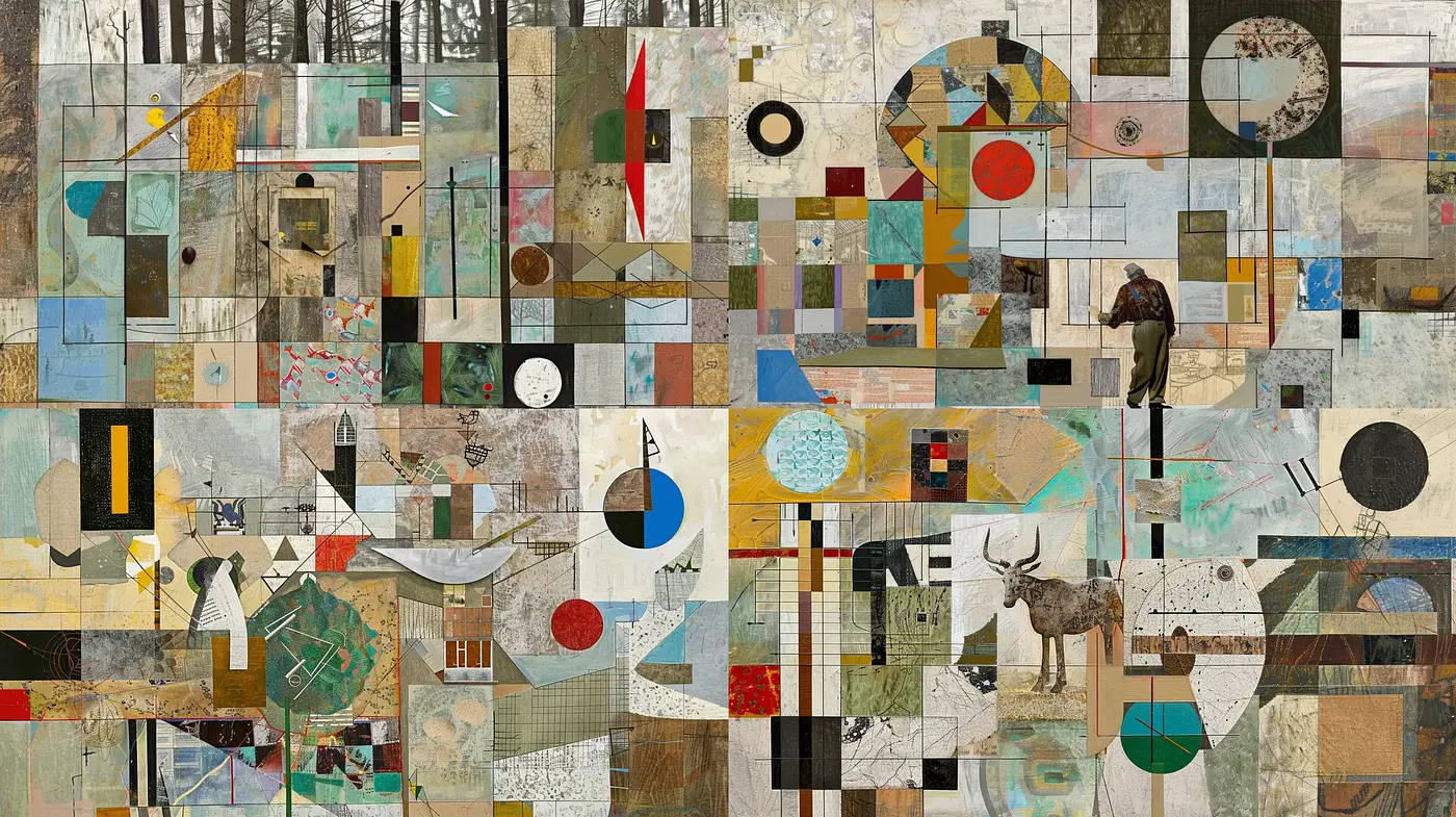 Abstract Patchwork of Geometric Serenity - Midjourney sref style