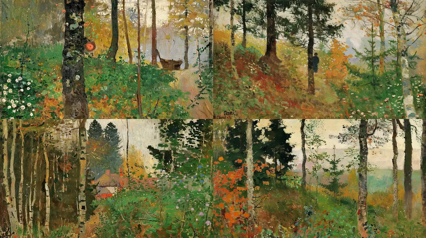 Ethereal Forests: A Homage to Impressionist Woodland Serenity - Midjourney sref style