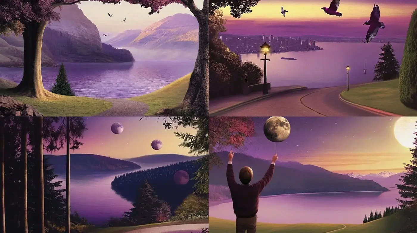 Twilight Reverie: A Serene Intersection of Surrealism and Digital Art - Midjourney sref style