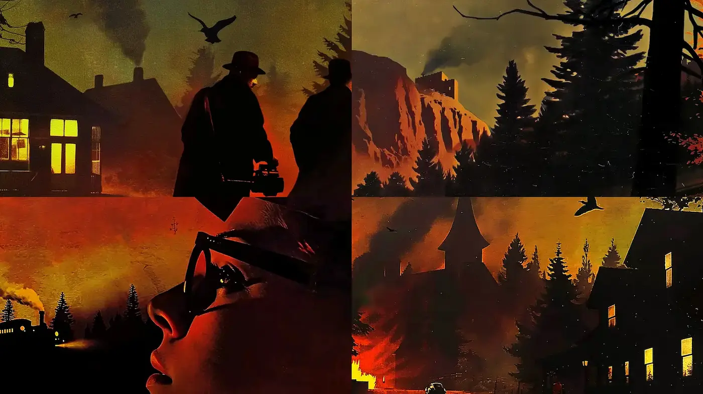 Dark, atmospheric illustrations with surreal undertones and vintage charm - Midjourney sref style