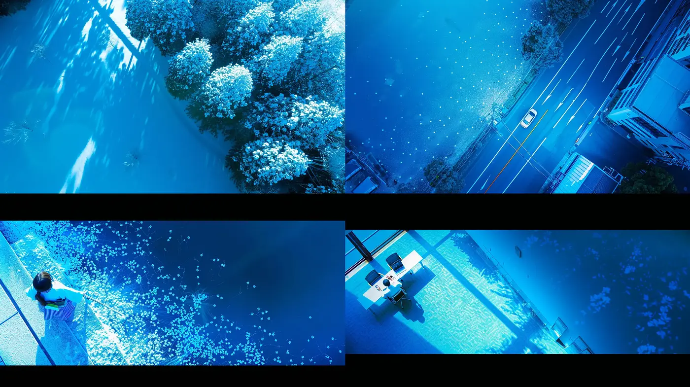 Uniform Sapphire Dreamscape: A Homogenized Vision in Blue Hues - Midjourney sref style