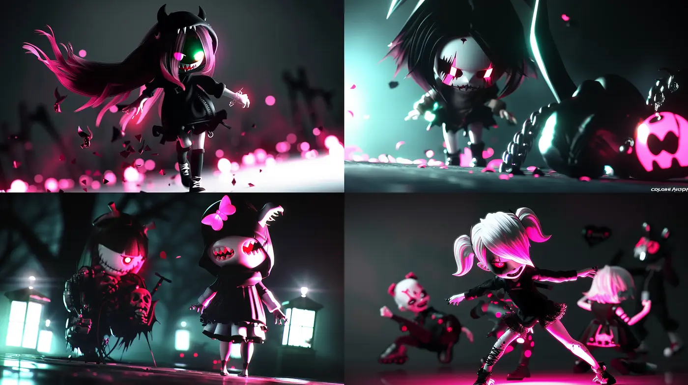 Glowing Nocturne: A Vivid Dance of Neon and Shadows - Midjourney sref style