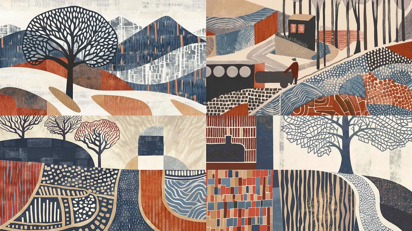 Abstract Geometric Harmony with Nostalgic Earth Tones - Midjourney sref style