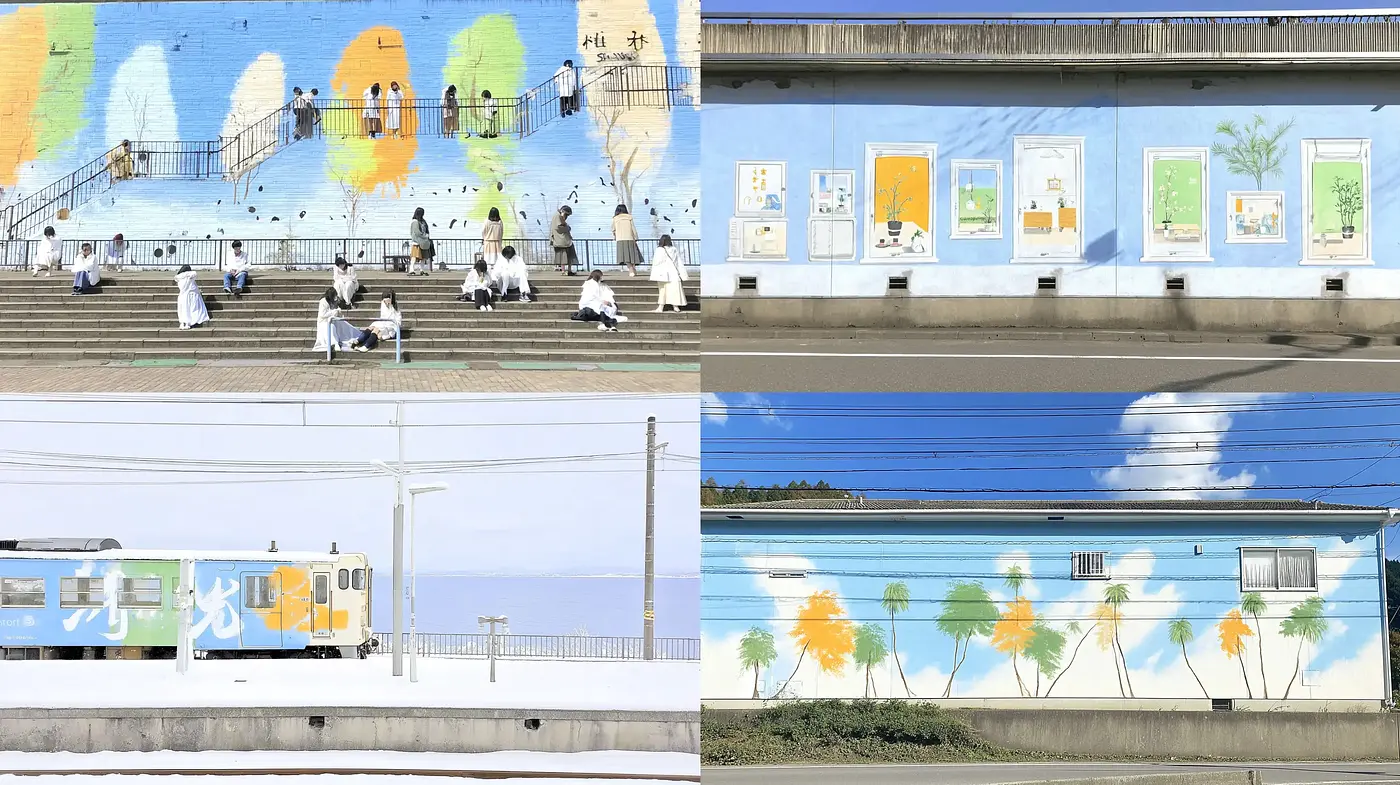 Light and Playful Urban Mural Inspired by Contemporary Illustrative Techniques - Midjourney sref style