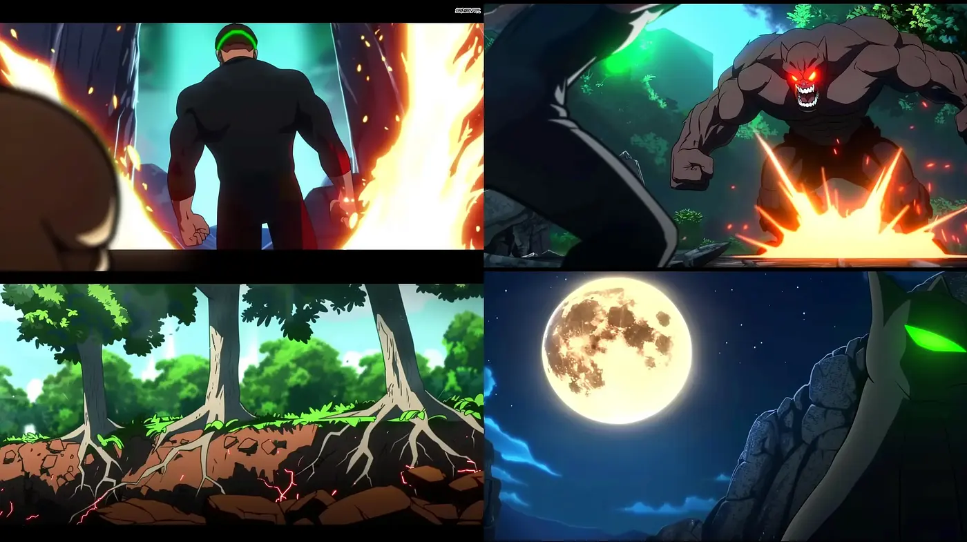 Dynamic Anime-Inspired Action with Vivid Nightscapes - Midjourney sref style