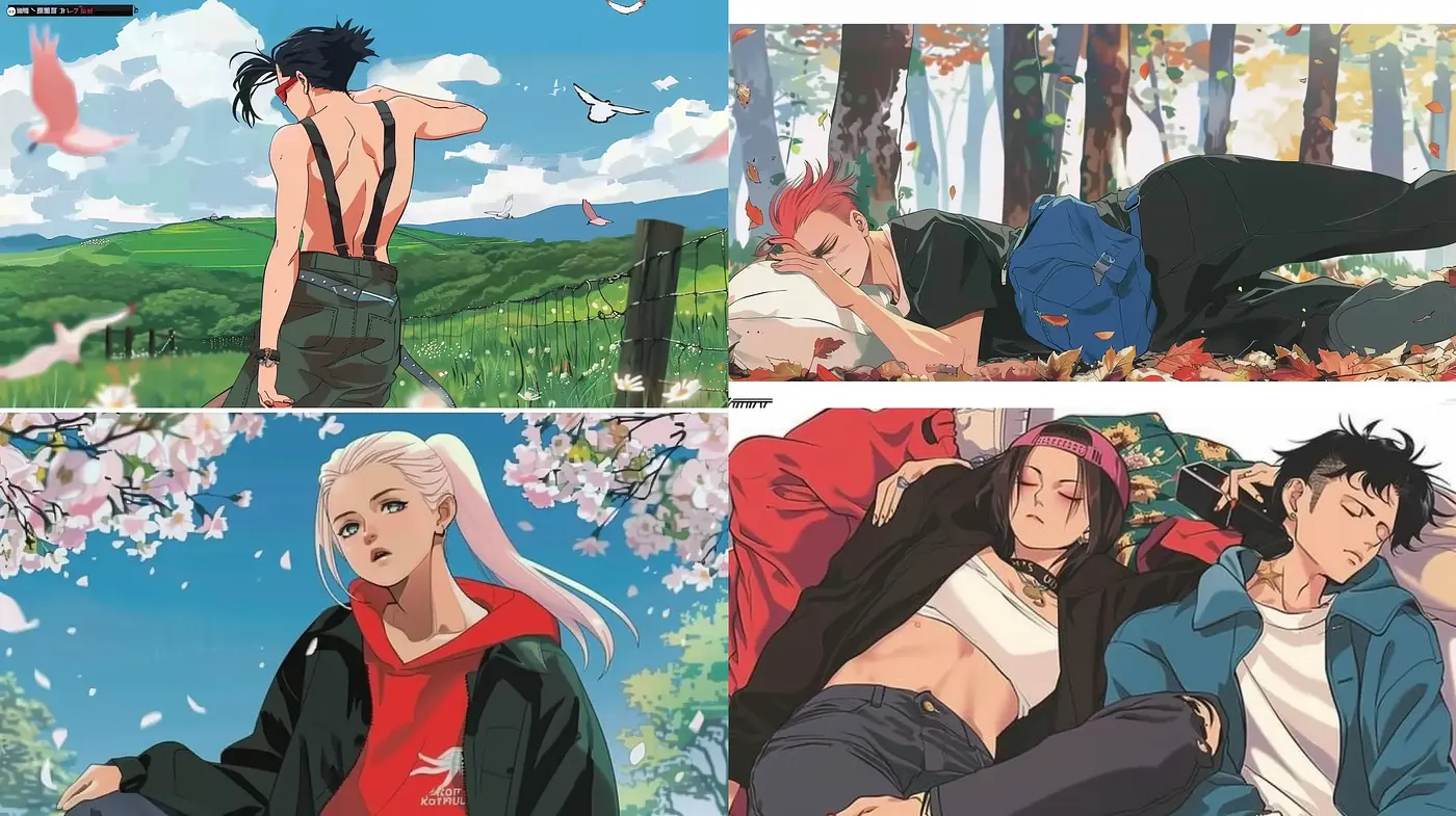 Serene Anime-Inspired Pastoral Vignettes - Midjourney sref style