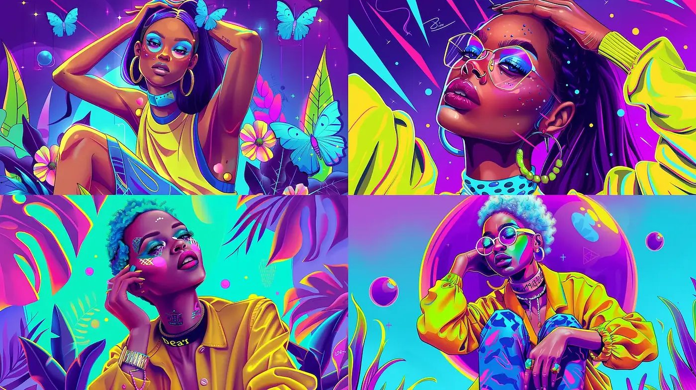 Vibrant and Playful Illustrations with Pop Culture Influences - Midjourney sref style