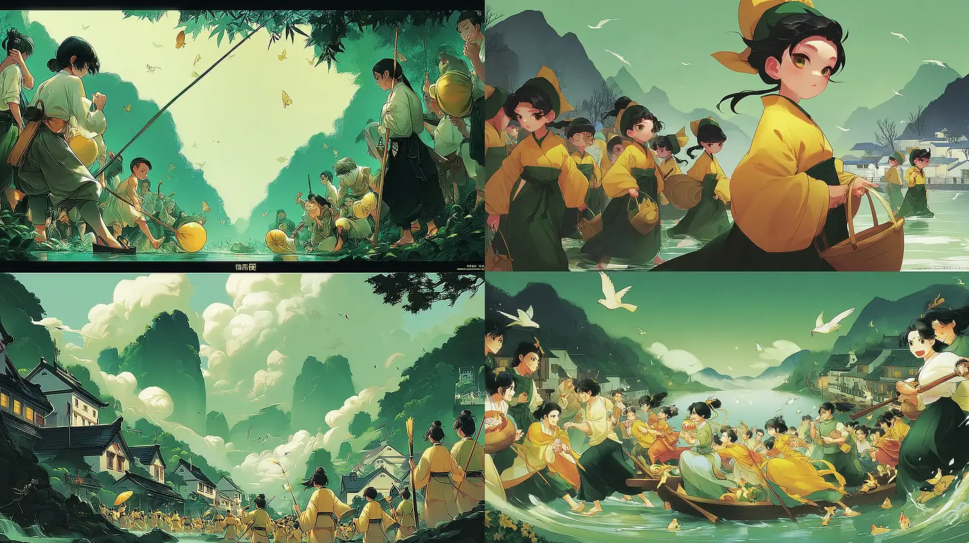 Harmony of Nature and Tradition Infused with Whimsy - Midjourney sref style