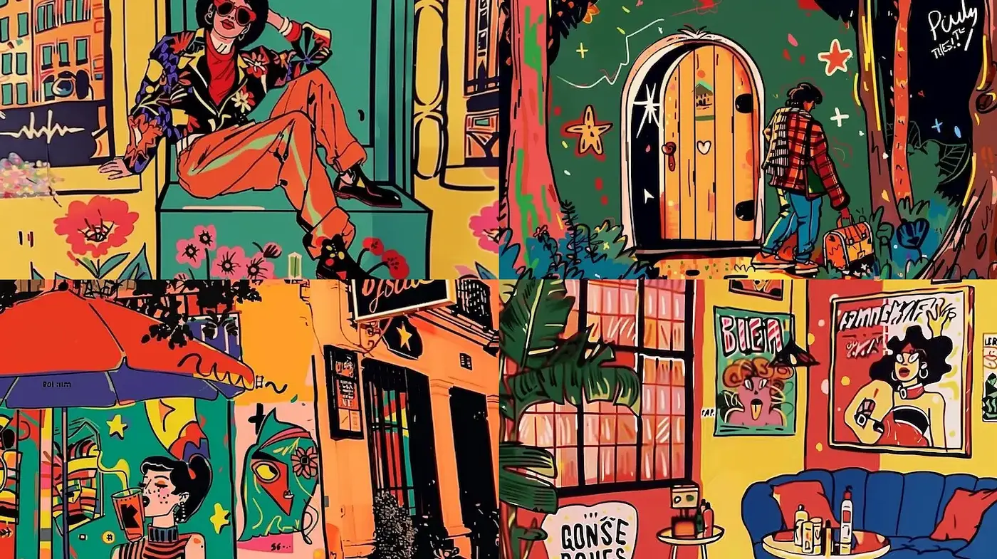 Vibrant Urban Pop Art with a Nostalgic Touch - Midjourney sref style