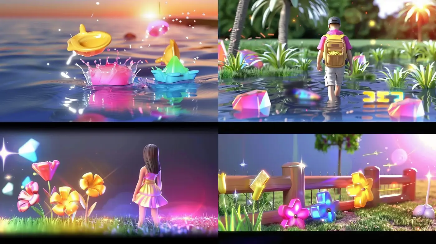 Luminous Fantasia with a Fanciful Fusion of Neon and Nature - Midjourney sref style