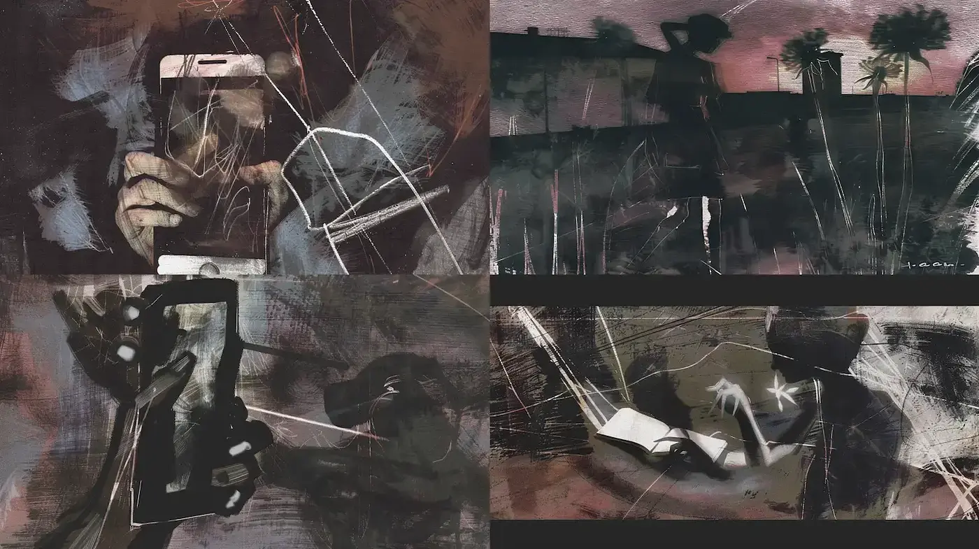 Exploration of Digital and Organic Connections in a Contemporary Art Style - Midjourney sref style