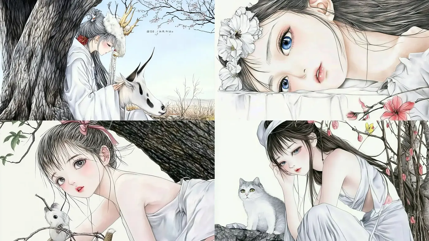 Ethereal Anime-Inspired Serenity with a Nature-Infused Color Spectrum - Midjourney sref style