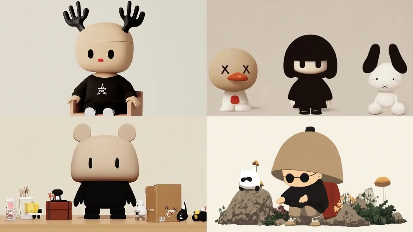 Modern Minimalist Vinyl Toy Aesthetic with a Neutral Tonal Palette - Midjourney sref style
