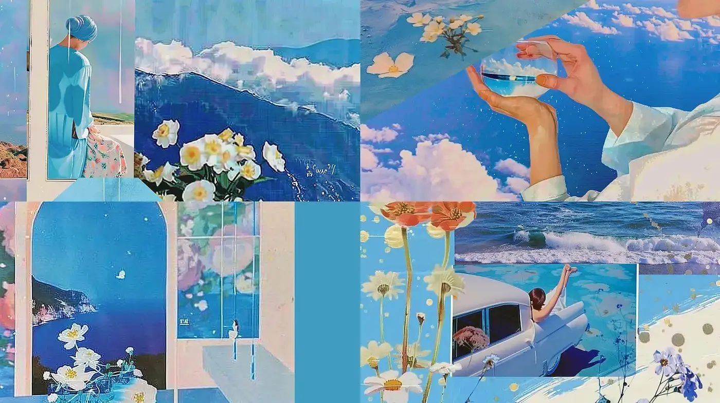 Dreamy Contemporary Aesthetic with Floral Motifs and Coastal Elements - Midjourney sref style