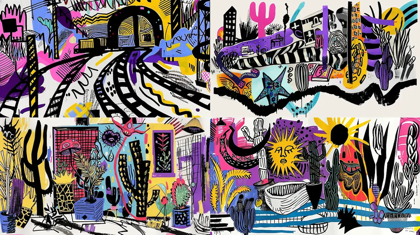 Bold and Vibrant Collage of Abstract Expressions - Midjourney sref style