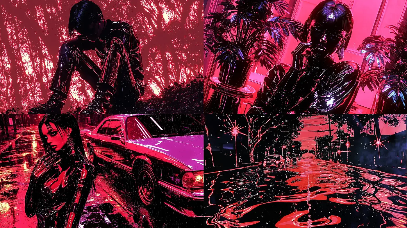 Neon Noir Cyberpunk Dreamscape - Midjourney sref style