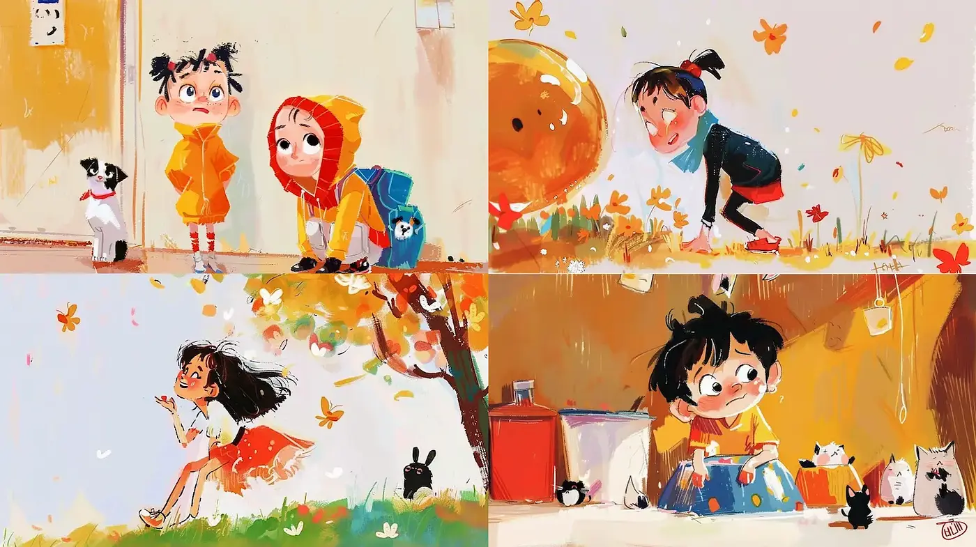 Whimsical and Playful Illustrations with a Touch of Nostalgia - Midjourney sref style