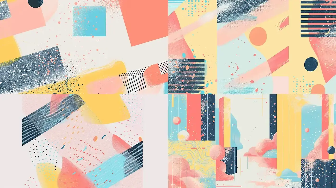 Dynamic Abstract Composition with Pastel Hues and Geometric Shapes - Midjourney sref style
