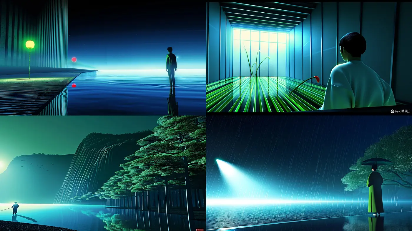 Luminous Dreamscape Synthesis: A Consistent Melding of Neon and Nature - Midjourney sref style