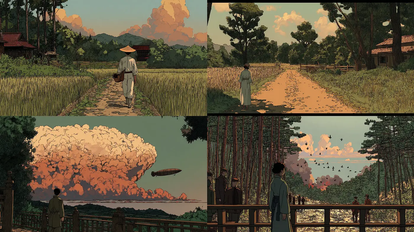 A Harmonious Blend of Nature and Nostalgia in Illustrated Landscapes - Midjourney sref style