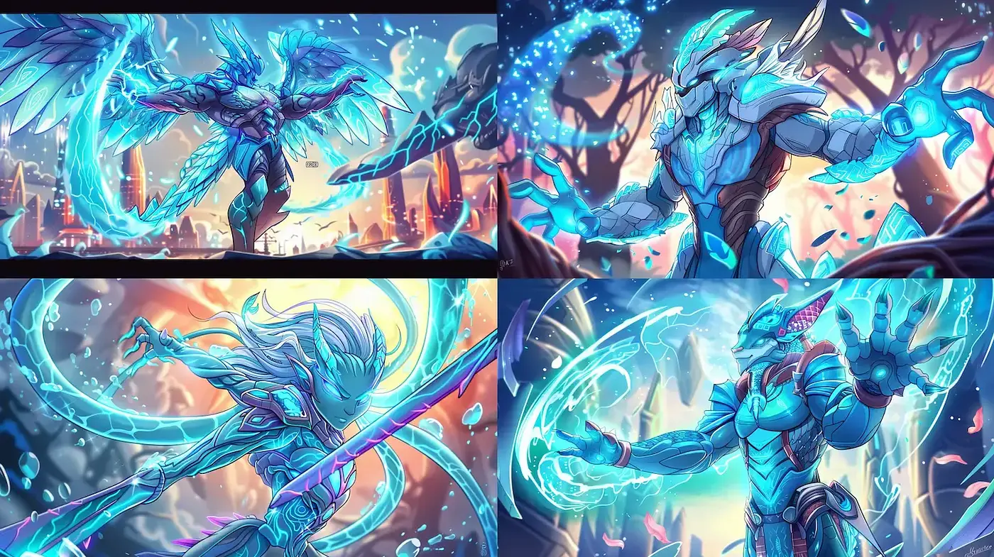 Dynamic and Vivid Fantasy Art with Futuristic Elements - Midjourney sref style