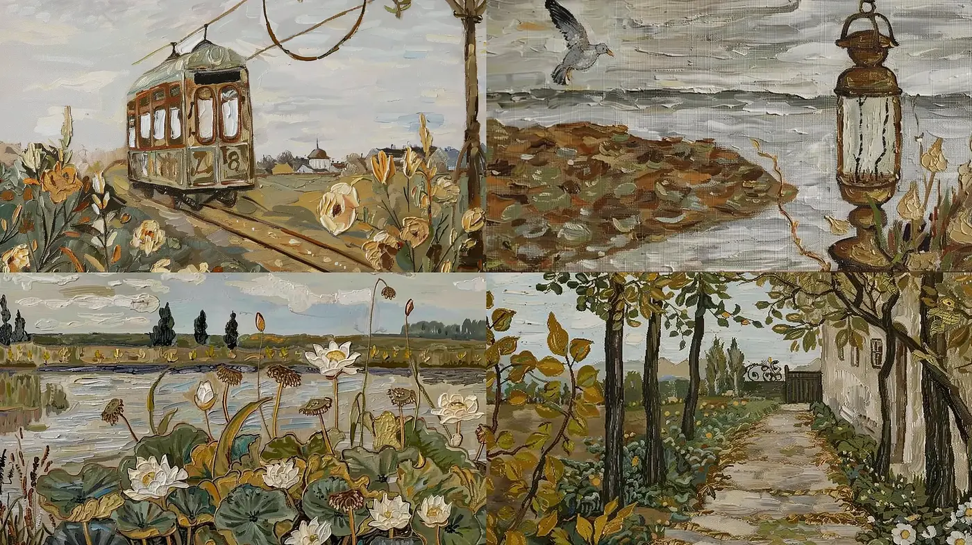 Rustic Brushwork Elegance in Earthy Tones - Midjourney sref style