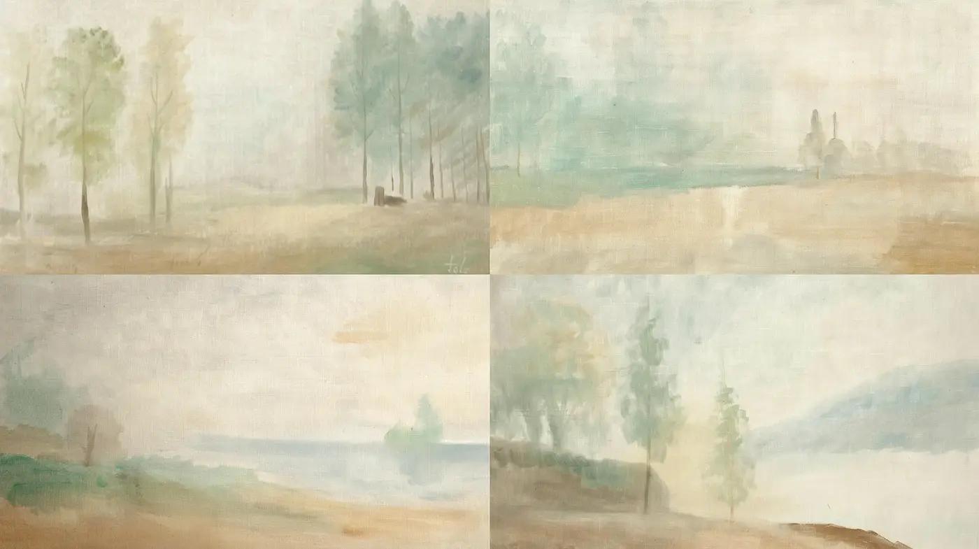 Ethereal Landscape Artistry with Wispy Translucence and Gentle Hues - Midjourney sref style