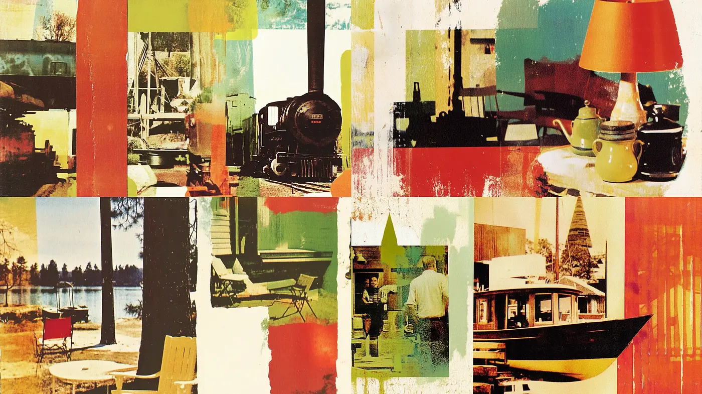 Retro Collage of Textured Memories - Midjourney sref style