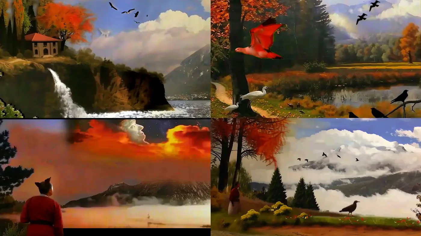 Transcendent Nature Scenes with Vivid Autumn Hues and Dynamic Skies - Midjourney sref style